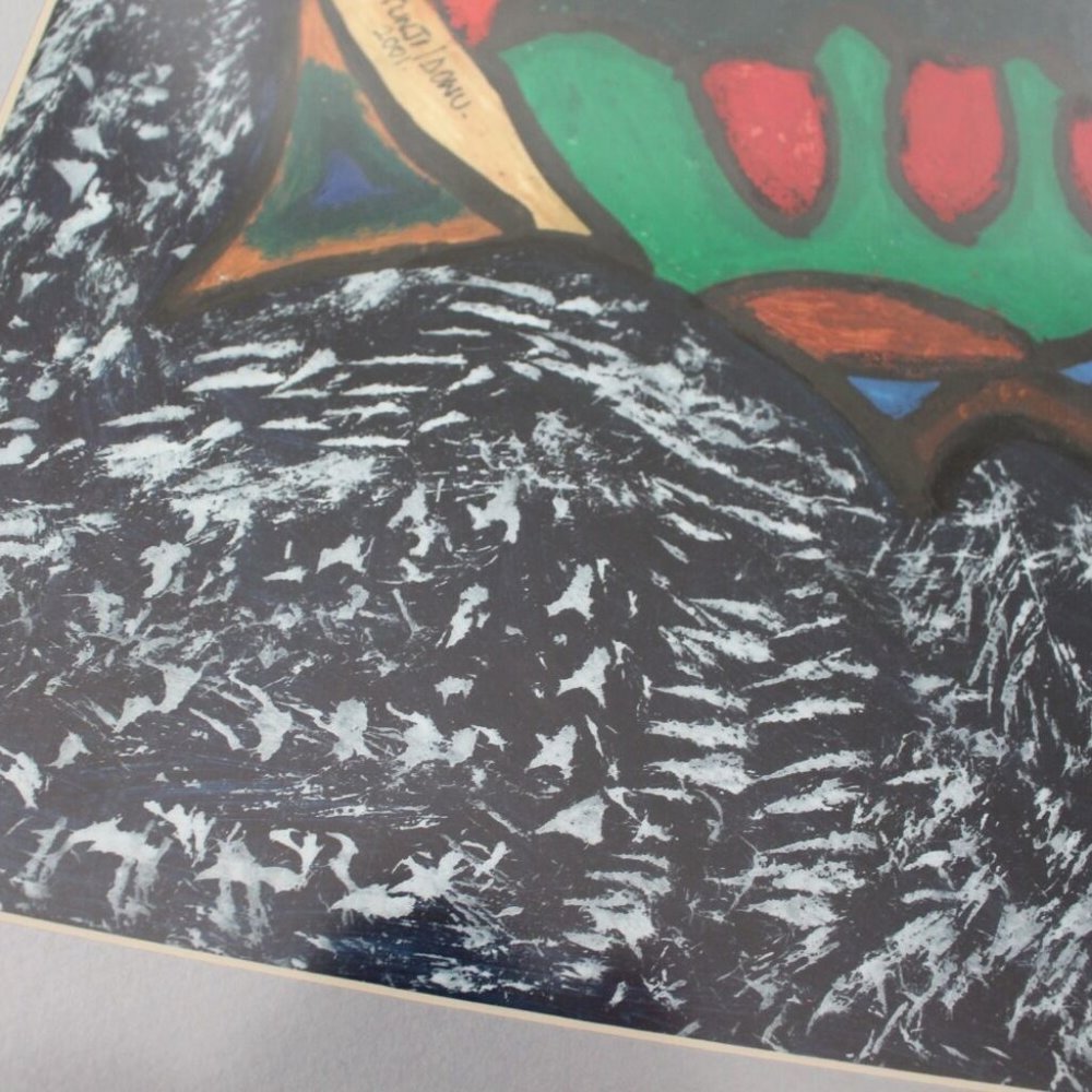 Original Painting Fish Tunji Idowu African Style - Picture 2 of 8
